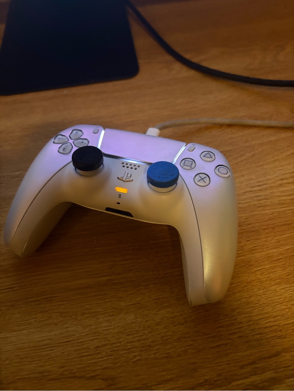 Sony DualSense Wireless Controller - White with Blue & Black Thumb Grips